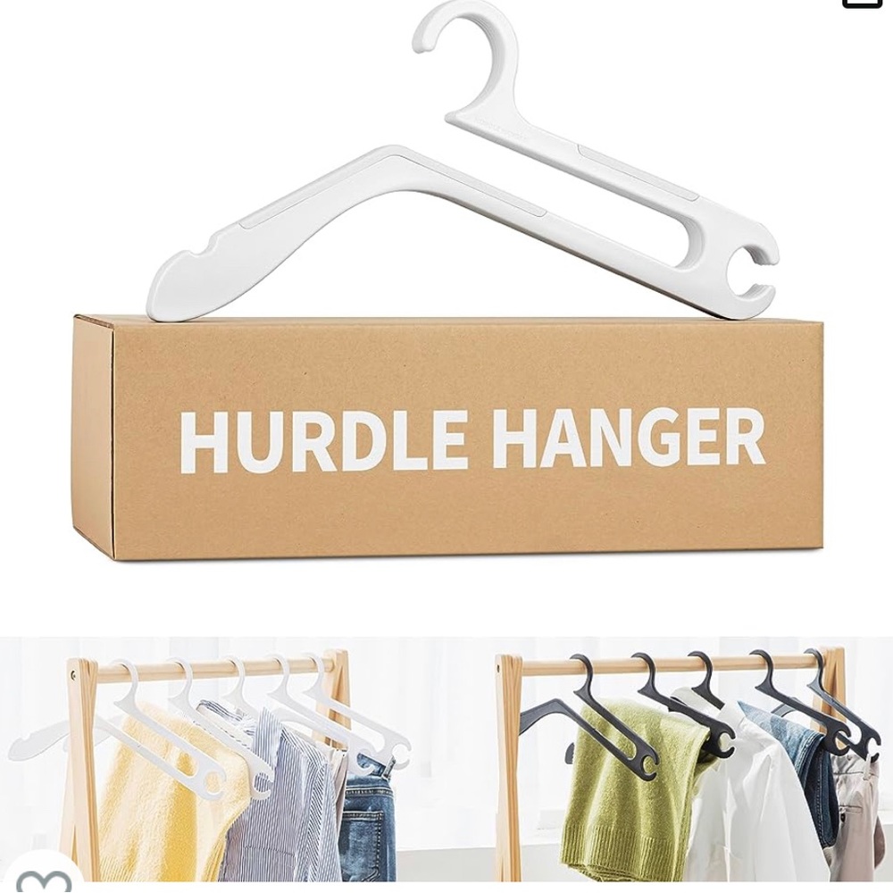 Hurdle Hangers, Patented, Space-Saving Clothes Hangers, White Large Pack of 10